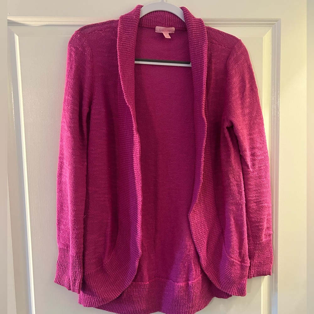 Lilly Pulitzer Hot Pink Open Front Cardigan